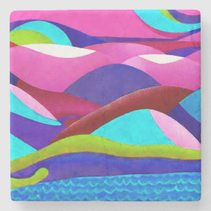 Posavasos De Piedra Coloridas colinas oceánicas