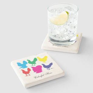 Posavasos De Piedra Coloridas gallinas