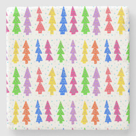 Posavasos De Piedra Colorido arte pop del árbol de Navidad