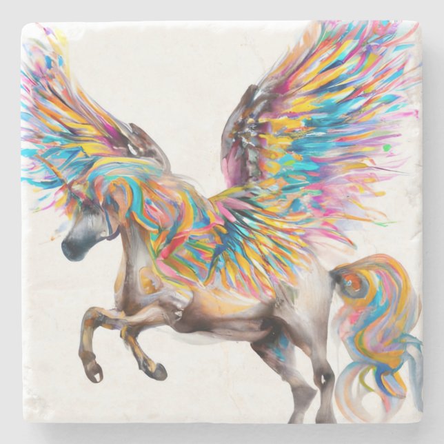 Posavasos De Piedra Colorido Pegasus (Anverso)