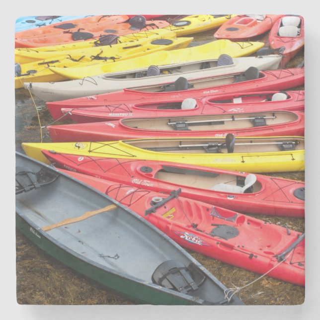 Posavasos De Piedra coloridos kayaks (Anverso)