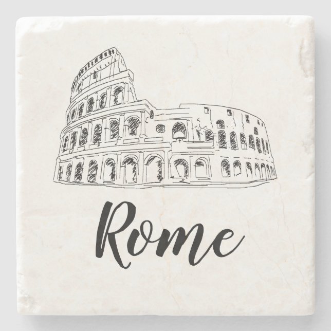Posavasos De Piedra Colosseo Roma Ilustracion de Arte de Italia (Anverso)