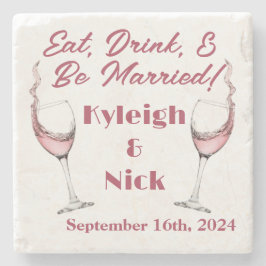 Posavasos De Piedra Come, Bebe y Cásate