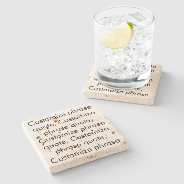 Posavasos De Piedra comillas de frases personalizares, letras negras e (Lateral)