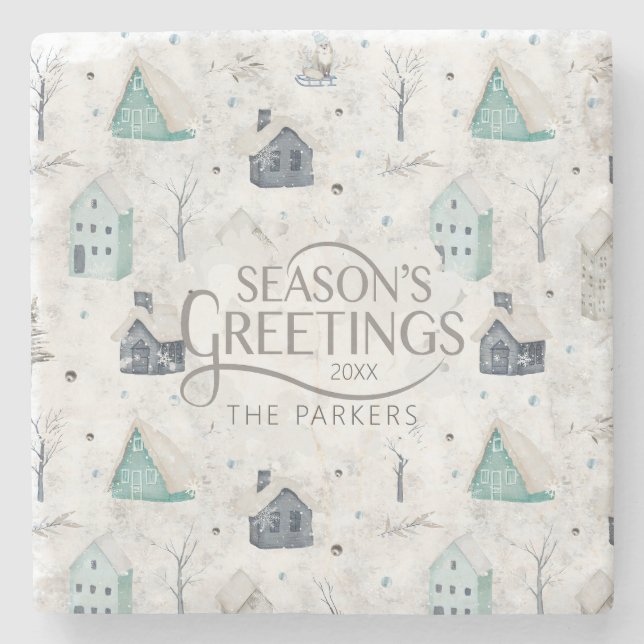 Posavasos De Piedra Cómodo Navidades del hogar ID985 Verde azulado (Anverso)