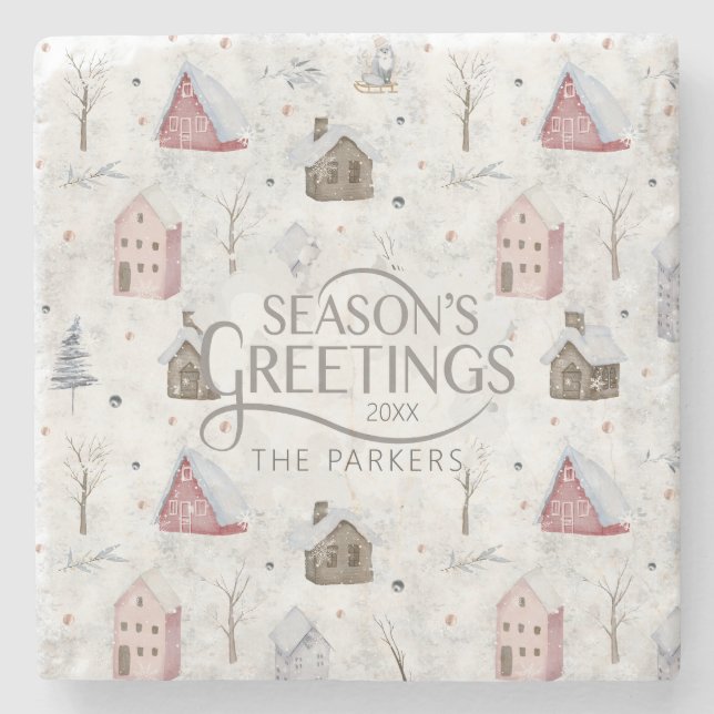 Posavasos De Piedra Cómodo Navidades domésticos Pink ID985 (Anverso)