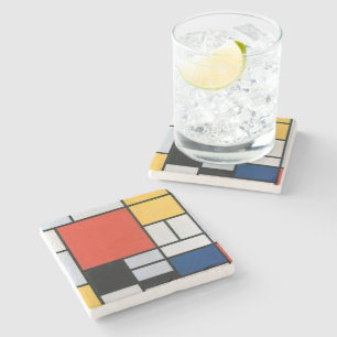 Posavasos De Piedra Composición abstracta vintage de Piet Mondrian