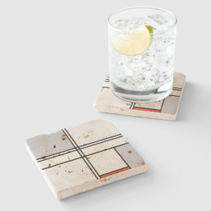 Posavasos De Piedra Composición (N.º 1) Gris-Rojo Piet Mondrian