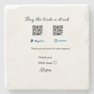 Posavasos De Piedra Comprar a la novia una donación de bebida QR Venmo