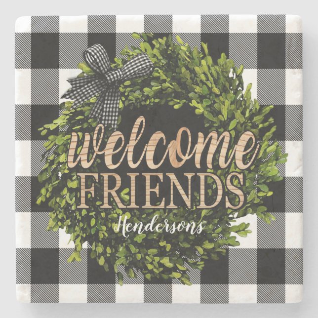 Posavasos De Piedra Comprobación de búfalo Carne de madera de boxo bla (Anverso)