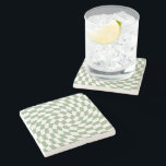 Posavasos De Piedra Comprobación de la colección de Bodas verdes de sa<br><div class="desc">Moderno bohemia Sage Green color de los productos de la fiesta nupcial nupcial. Diseño de cheques retro retro y moderno de diseño,  placas de papel a cuadros retorcidas con un bonito y elegante color Sage Green y blanco de moda.</div>