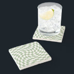 Posavasos De Piedra Comprobación de la colección de Bodas verdes de sa<br><div class="desc">Moderno bohemia Sage Green color de los productos de la fiesta nupcial nupcial. Diseño de cheques retro retro y moderno de diseño,  placas de papel a cuadros retorcidas con un bonito y elegante color Sage Green y blanco de moda.</div>