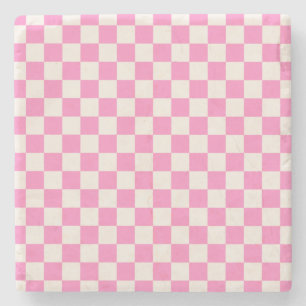 Posavasos De Piedra Comprobación rosa, Patrón de tablero de cheques,