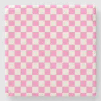 Posavasos De Piedra Comprobación rosa, Patrón de tablero de cheques, r