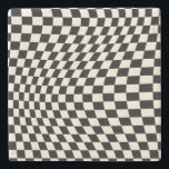 Posavasos De Piedra Comprobar tablero de cheques de patrón blanco negr<br><div class="desc">Patrón retro de chequeo - tablero de ajedrez con torsión en blanco y negro / ondulante y deformado.</div>