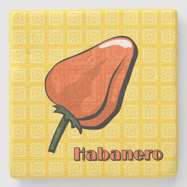 Posavasos de piedra con chile habanero (Anverso)