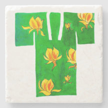 Posavasos de piedra con diseño de nagajuban verde 
