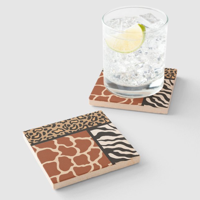Posavasos de Piedra con Estampado de Animal (Lateral)