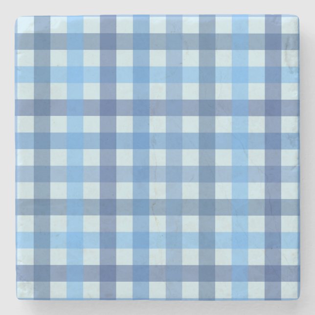 Posavasos de piedra con estampado de gingham de ci (Anverso)
