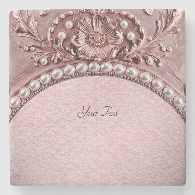 Posavasos de Piedra con Flor Rosa (Anverso)