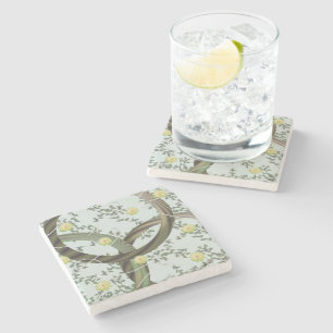 Posavasos de Piedra con Giro Abstracto Floral Verd