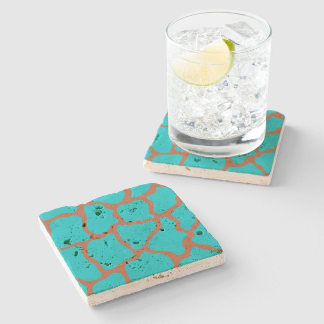 Posavasos de Piedra con Patrón de Turquesa (Lateral)