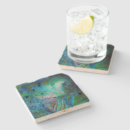 Posavasos De Piedra Concha de Abulón Azul