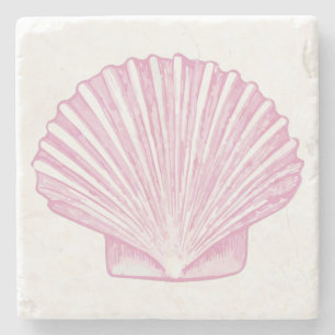 Posavasos De Piedra Concha de vieira rosa costera