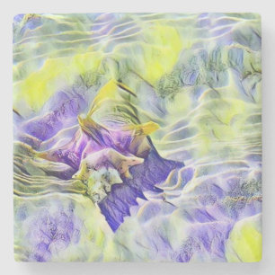 Posavasos De Piedra Conchas marinas de color púrpura azul marino