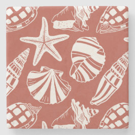 Posavasos De Piedra Conchas Marinas Mediterráneas Toile Terracota