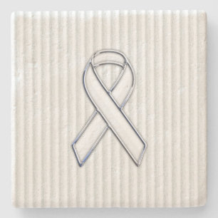 Posavasos De Piedra Conciencia de la cinta blanca sobre bandas vertica