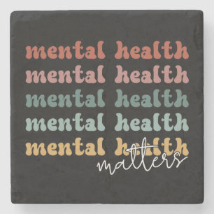 Posavasos De Piedra Conciencia retro sobre la salud mental