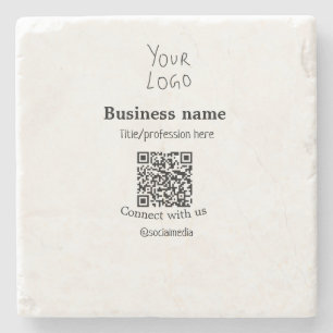 Posavasos De Piedra Conectar con el logotipo de negocios QR nombre de