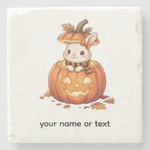 Posavasos De Piedra Conejito de calabaza de Halloween adorable - Conej