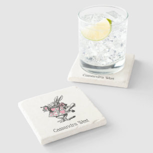 Posavasos De Piedra Conejo Blanco Trompetista Alice Adv Wonderland Ros