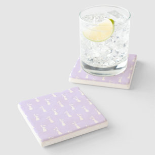 Posavasos De Piedra Conejo de color pastel con fondo azul para mascota