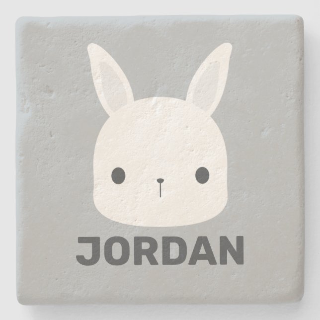 Posavasos De Piedra Conejo de conejo pequeño y lindo con nombre person (Anverso)