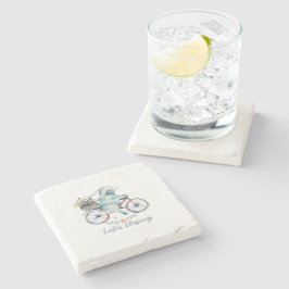 Posavasos De Piedra Conejo de Pascua en bicicleta