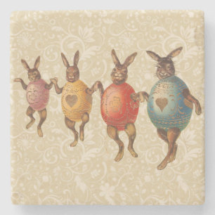 Posavasos De Piedra Conejo de Pascua Huevos Bailando