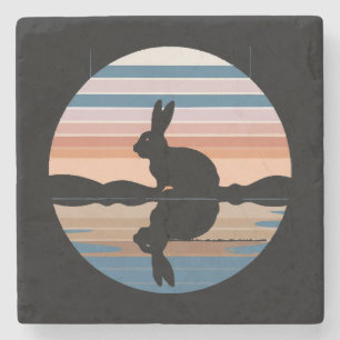 Posavasos De Piedra Conejo Retro Sunset