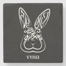 Posavasos De Piedra Conejo tribal blanco y negro