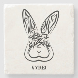 Posavasos De Piedra Conejo tribal blanco y negro