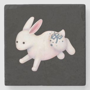 Posavasos De Piedra Conejo zodiaco chino con Rótulo de astrología