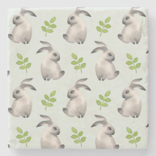 Posavasos De Piedra Conejos acuarelas y hierba