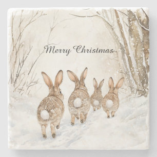 Posavasos De Piedra Conejos de Pascua Bosques Navidad