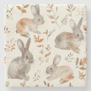 Posavasos De Piedra Conejos Hojas de conejos