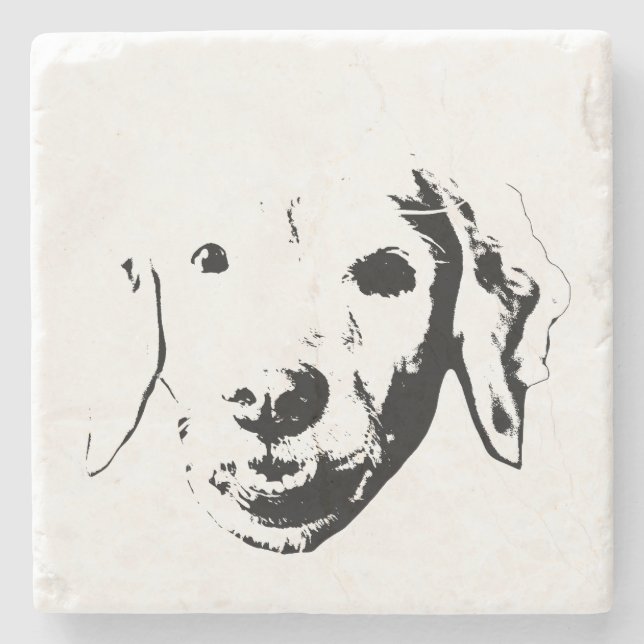 Posavasos De Piedra Configuración de cachorro cómico (Anverso)
