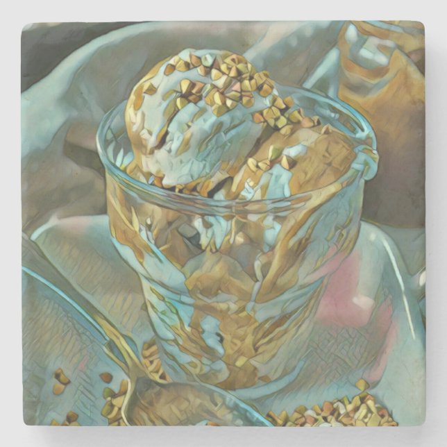 Posavasos De Piedra Cono de helado de verano (Anverso)