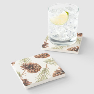 Posavasos De Piedra Cono de pino rústico