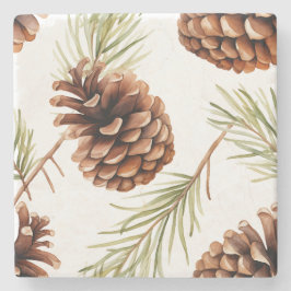 Posavasos De Piedra Cono de pino rústico